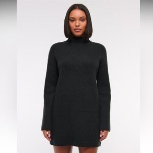 NWOT Abercrombie & Fitch Easy Mockneck Long Sleeve Mini Sweater Dress in Black